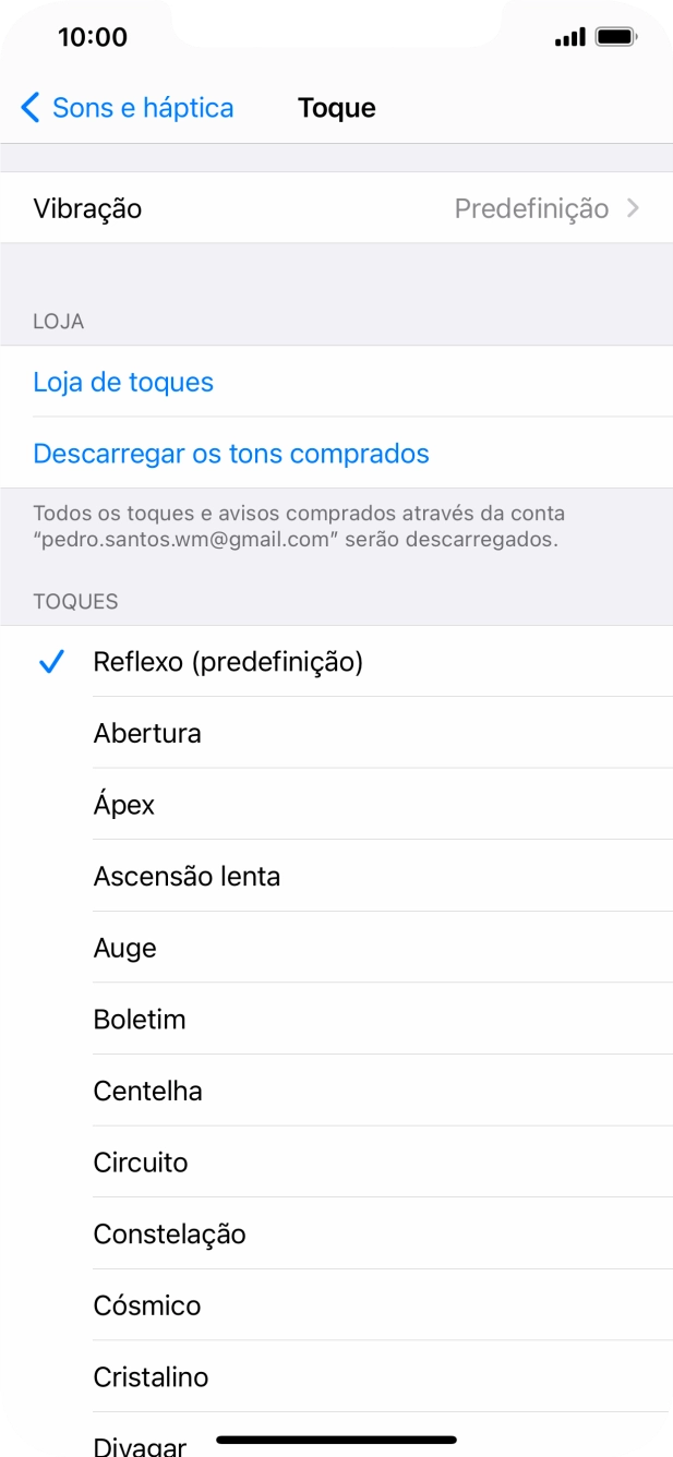 Prima os tons de toque pretendidos para os ouvir.