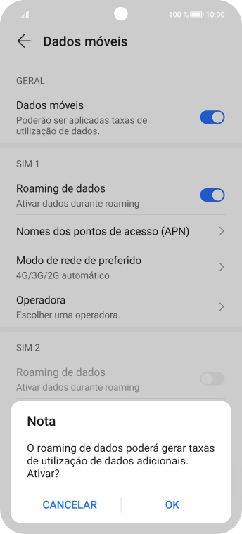 Se ativar a função, prima OK.