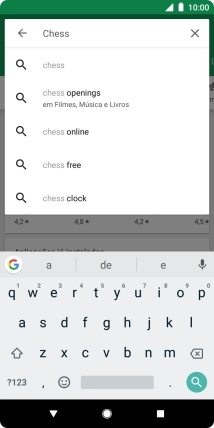 Introduza o nome ou categoria da app pretendida e prima o ícone para pesquisar.