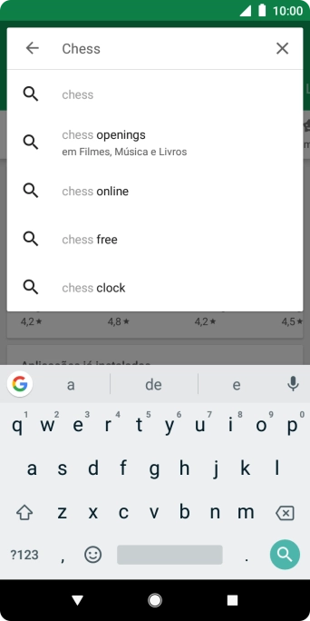 Introduza o nome ou categoria da app pretendida e prima o ícone para pesquisar.