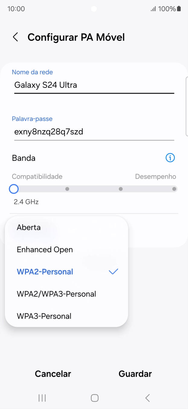 Prima WPA3-Personal para proteger o hotspot Wi-Fi com uma password.