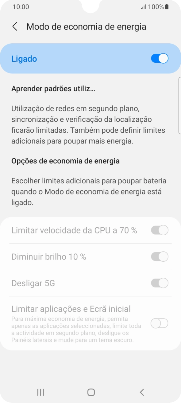 Prima a tecla de início para terminar e voltar ao ecrã inicial.