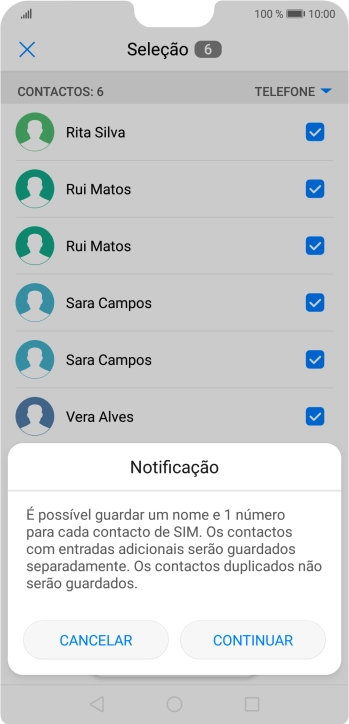 Prima CONTINUAR.