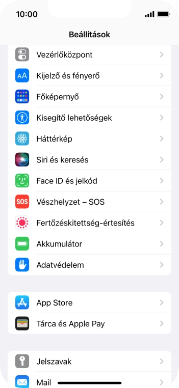 Válaszd a Face ID és jelkód lehetőséget.