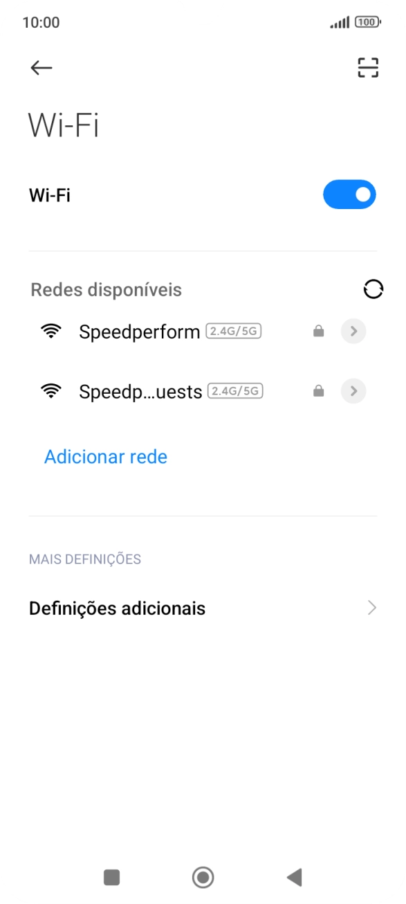 Prima a rede pretendida.