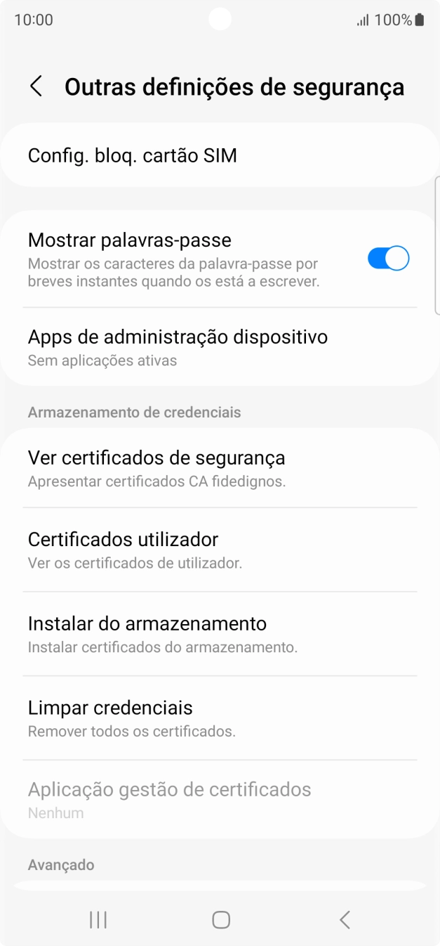 Prima Config. bloq. cartão SIM.
