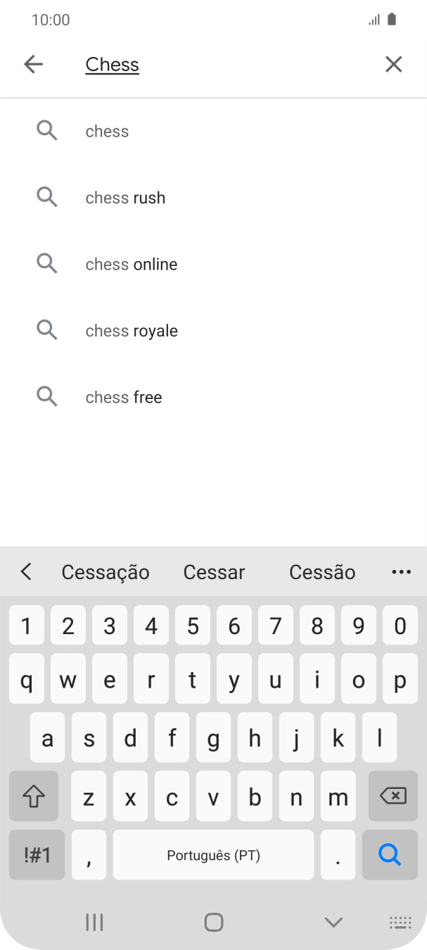 Introduza o nome ou categoria da app pretendida e prima o ícone para pesquisar.