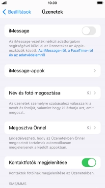 Kattints az „iMessage” melletti csúszkára a funkció bekapcsolásához.