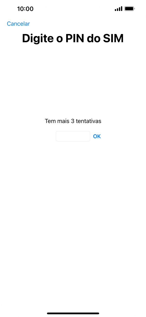 Se o cartão SIM estiver bloqueado, deve introduzir o código PIN e premir OK.