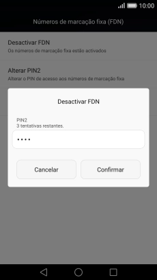 Introduza o código PIN2 e prima Confirmar.