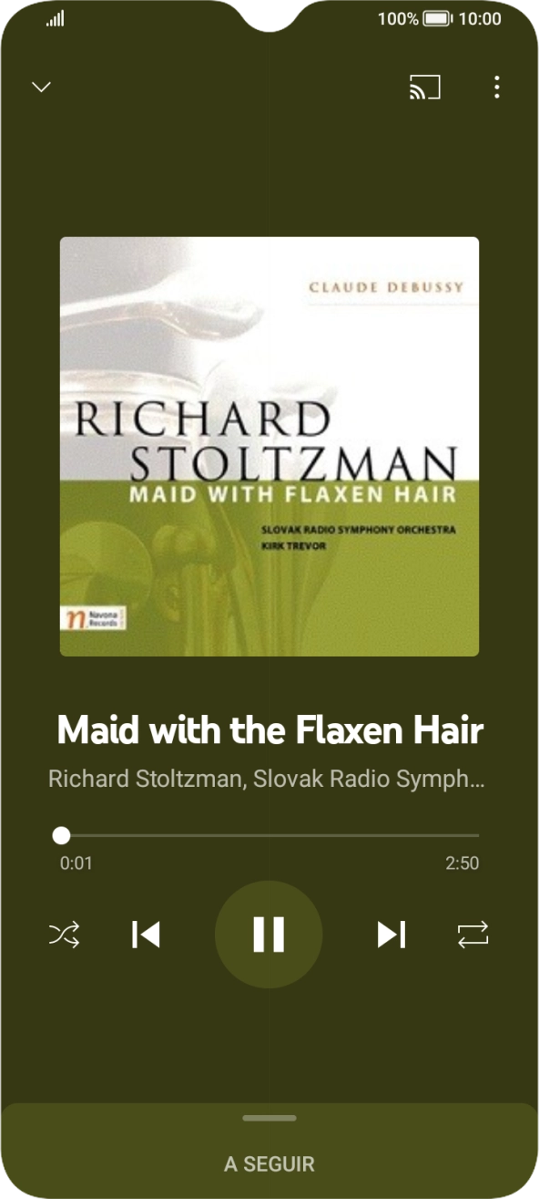 Prima a seta para a direita para ir para o ficheiro de música seguinte.