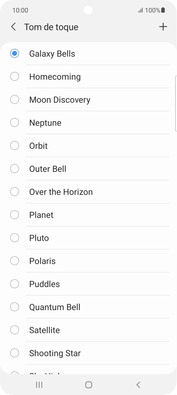 Prima o ícone para adicionar um tom de toque.