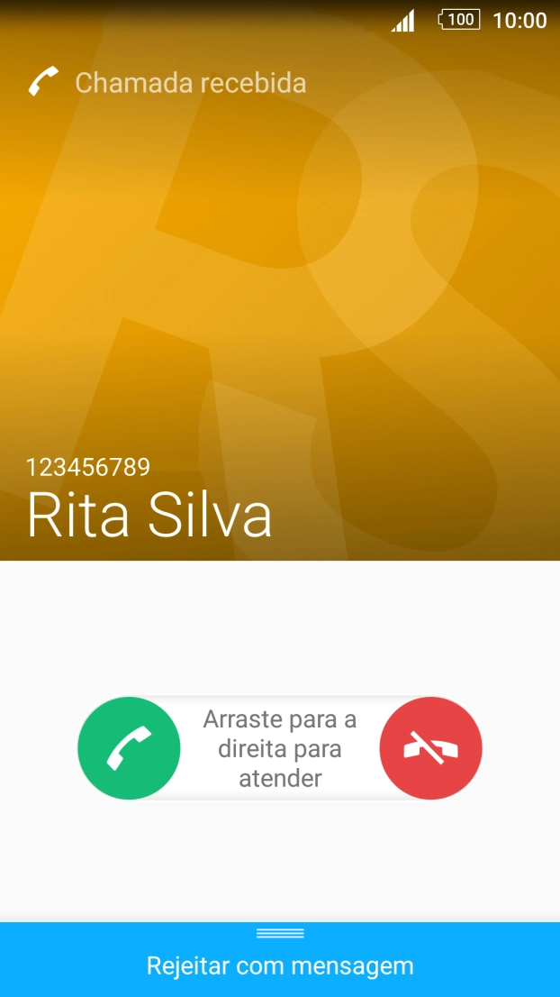 Se o bloqueio de ecrã estiver ativado, prima o ícone de atender e arraste-o para cima.