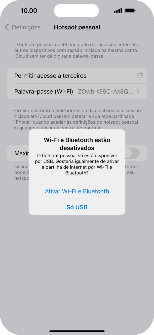 Se o Wi-Fi estiver desativado, prima Ativar Wi-Fi e Bluetooth.