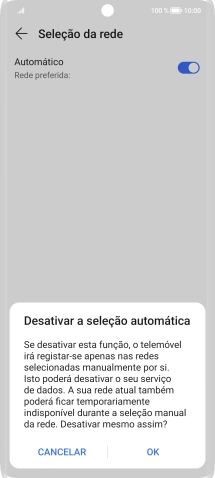Prima OK e aguarde enquanto o telefone procura as redes.
