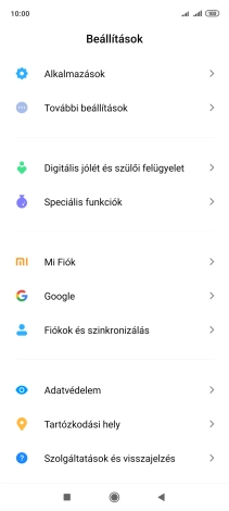 Válaszd a Fiókok és szinkronizálás lehetőséget.