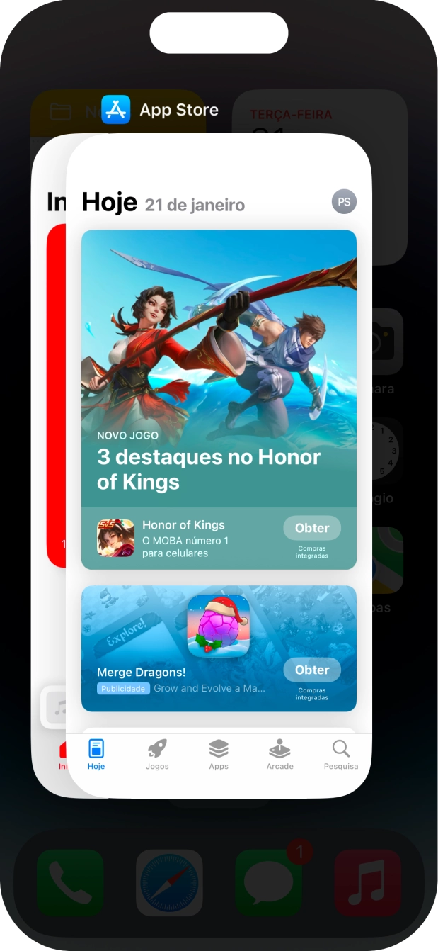 Deslize o dedo para cima sobre a aplicação pretendida para a terminar.