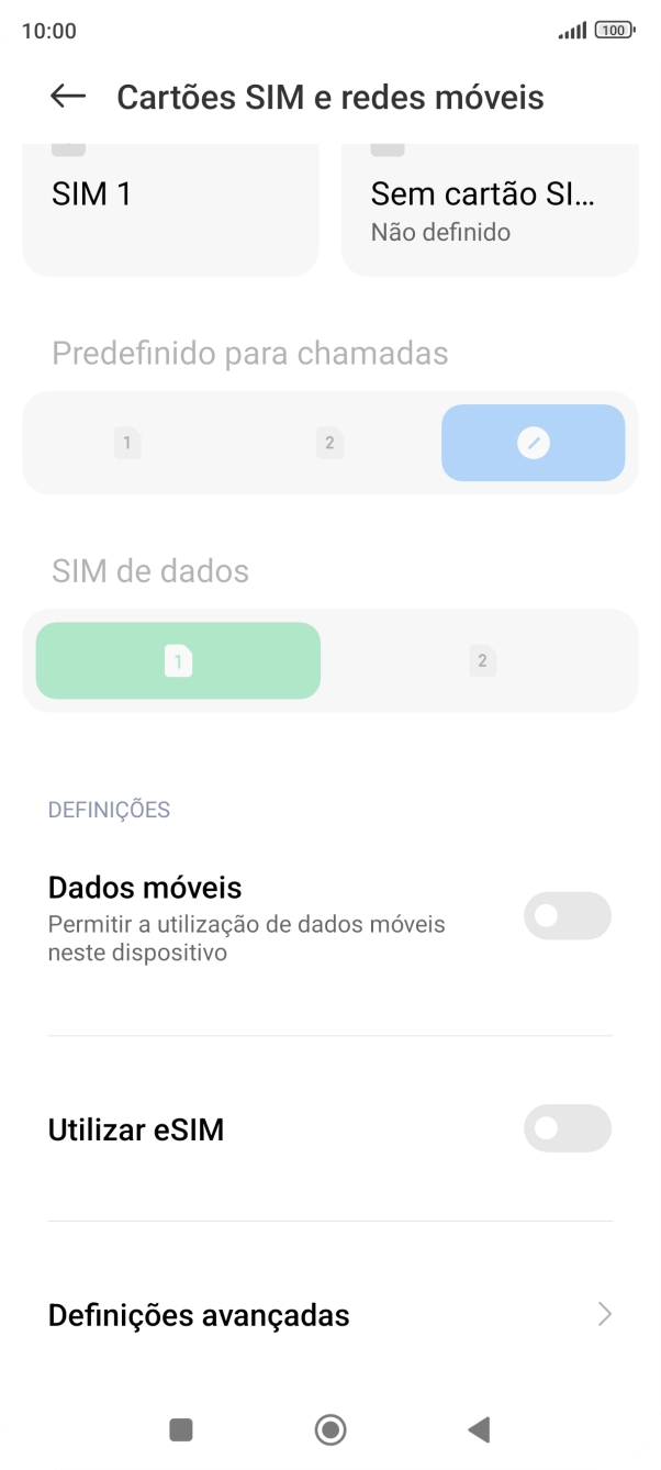 Prima Definições avançadas.