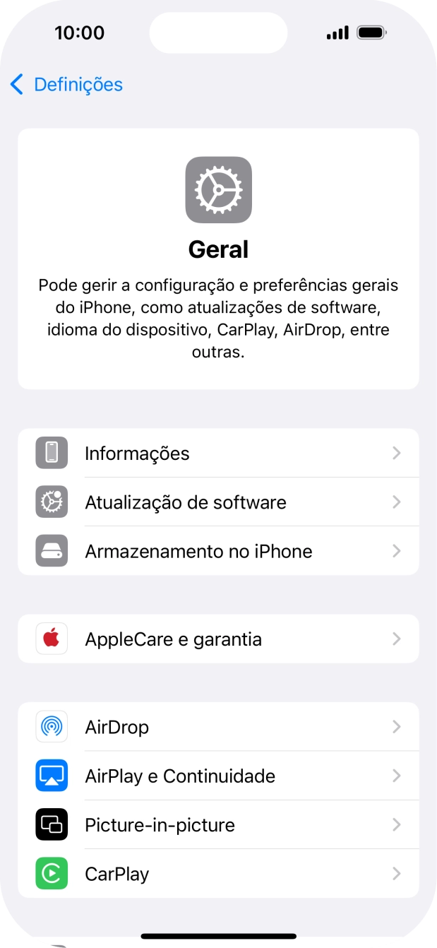 Prima Atualização de software. Se existir uma nova versão de software disponível, será agora indicado no ecrã. Siga as indicações no ecrã para atualizar o software do telefone.
