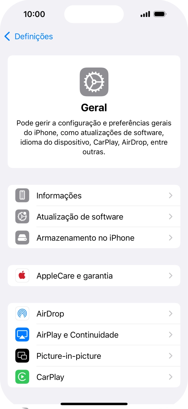 Prima Atualização de software. Se existir uma nova versão de software disponível, será agora indicado no ecrã. Siga as indicações no ecrã para atualizar o software do telefone.