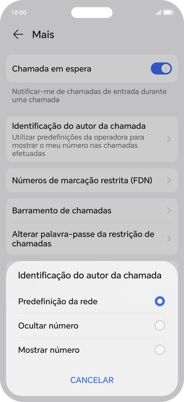 Prima Mostrar número para ativar a visualização do seu número.