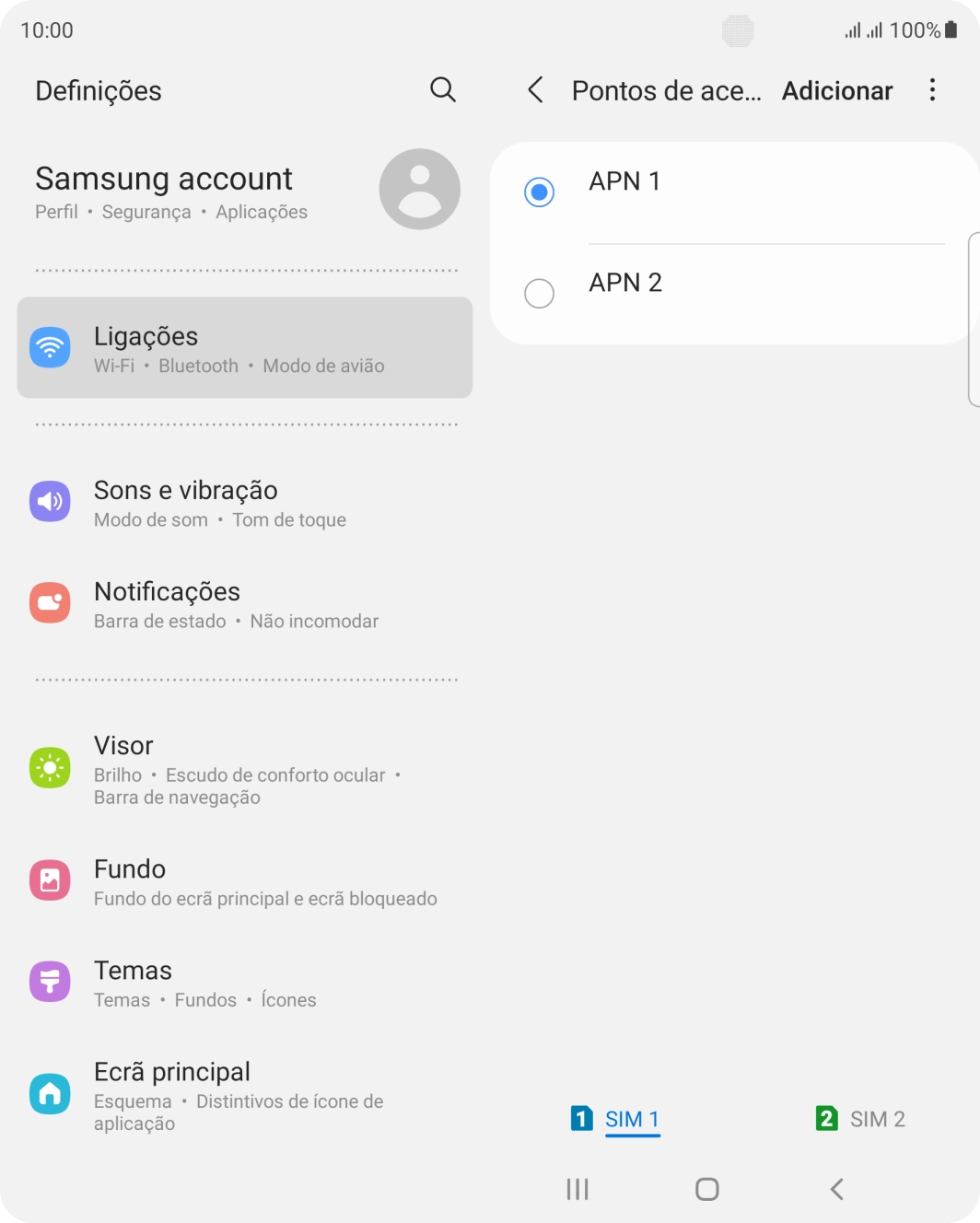 Prima o campo junto à ligação de dados para a ativar.