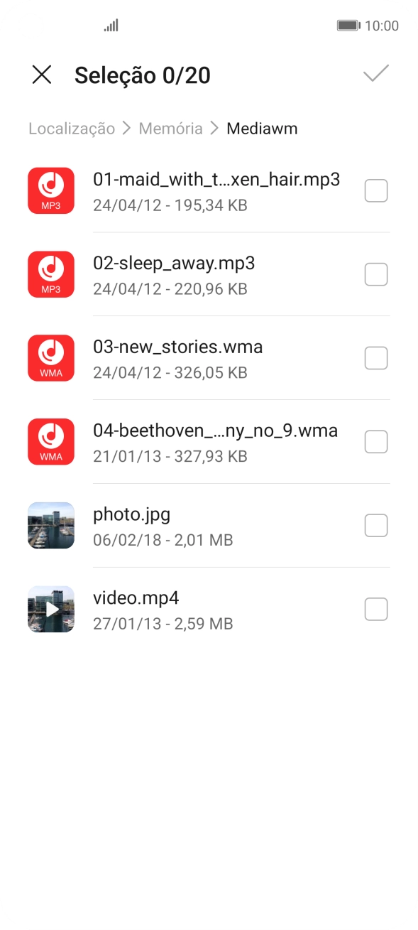 Prima o ficheiro pretendido.