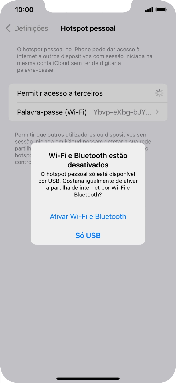 Se o Wi-Fi estiver desativado, prima Ativar Wi-Fi e Bluetooth.