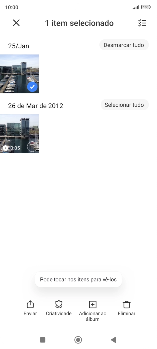 Prima o ícone para selecionar todos.