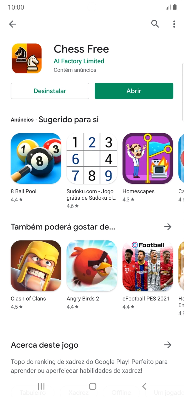 Prima a tecla de início para terminar e voltar ao ecrã inicial.