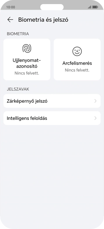 Válaszd az Ujjlenyomat-azonosító lehetőséget.