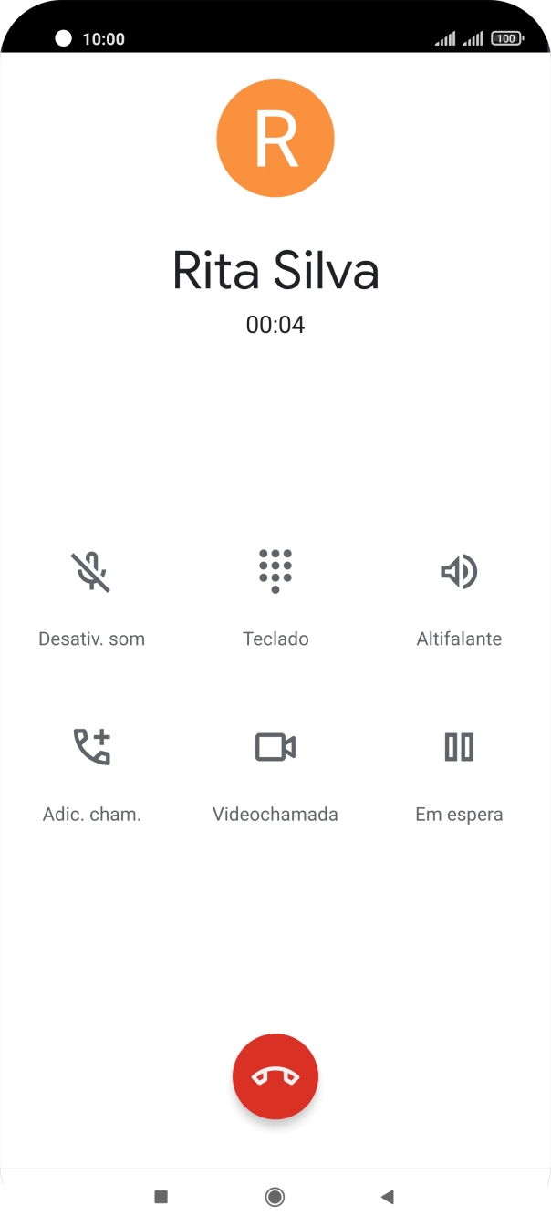 Prima o ícone para terminar a chamada.