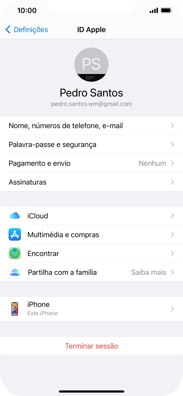 Para voltar ao ecrã inicial, deslize o dedo de baixo para cima a partir da base do ecrã.