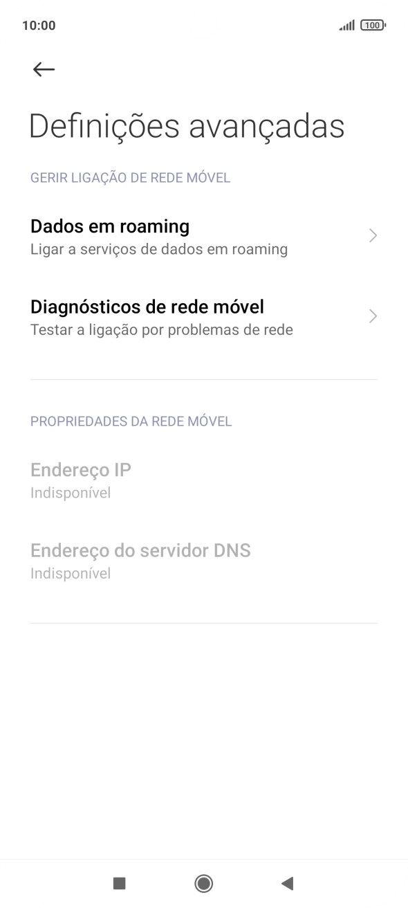 Prima Dados em roaming.
