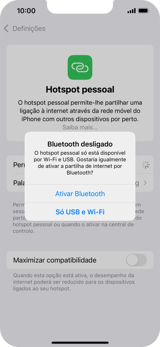 Se o Wi-Fi estiver ativado, prima Só USB e Wi-Fi .