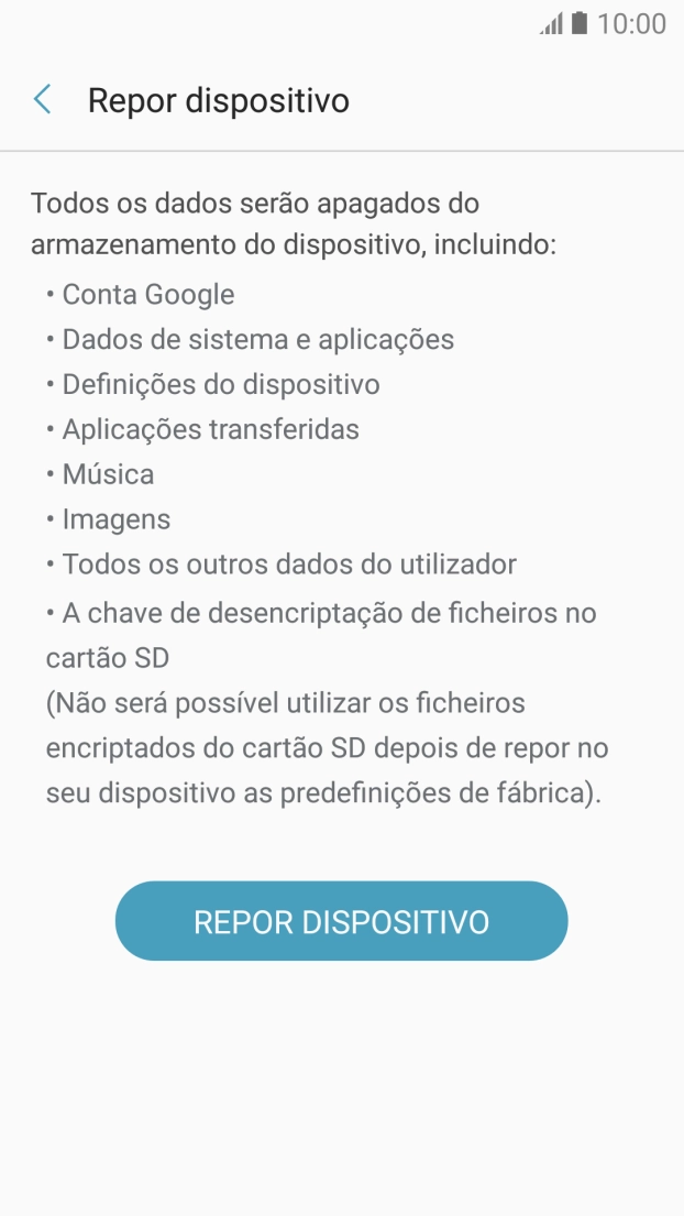 Prima REPOR DISPOSITIVO.