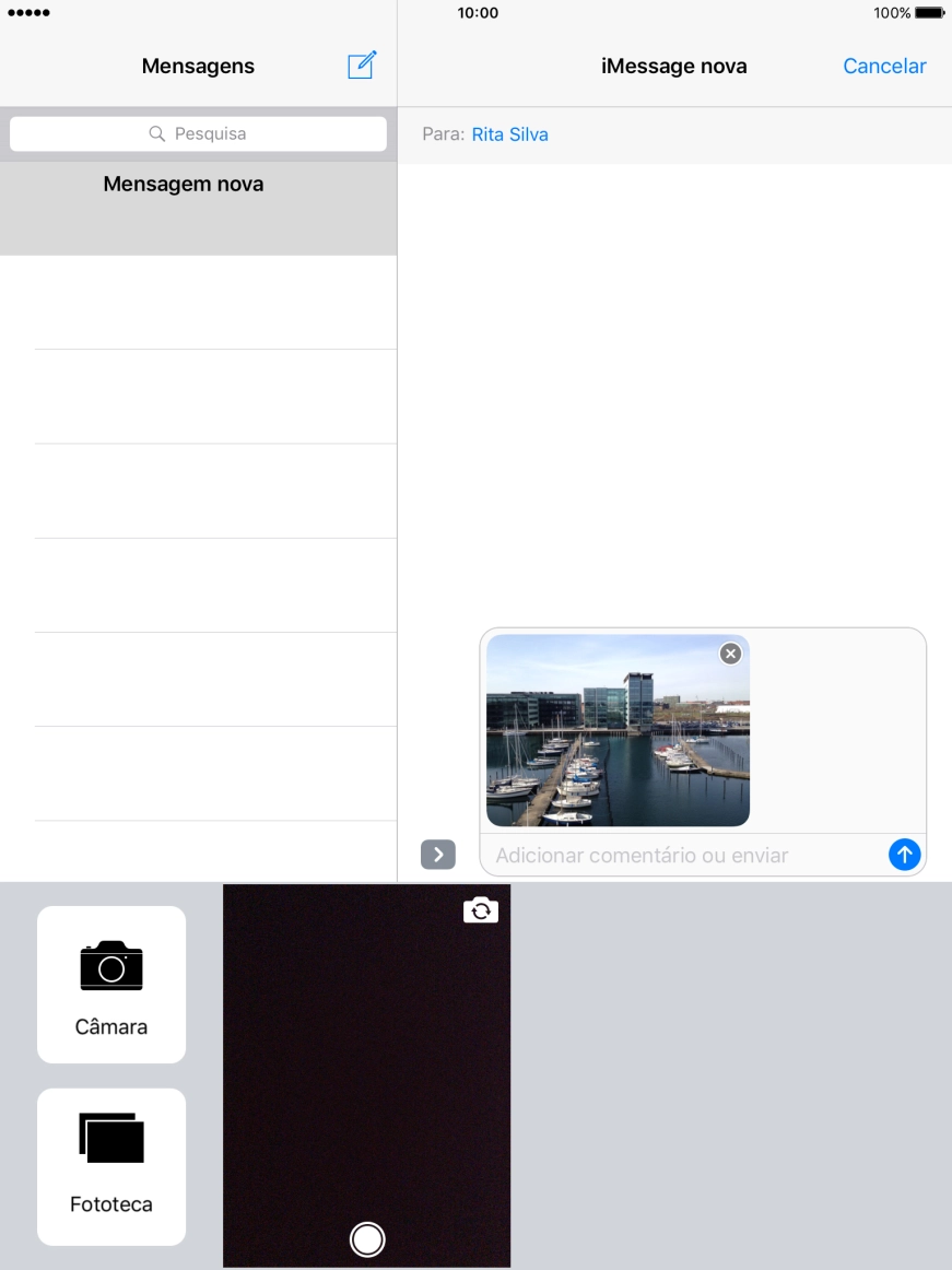 Prima o ícone para enviar quando terminar de escrever a iMessage.