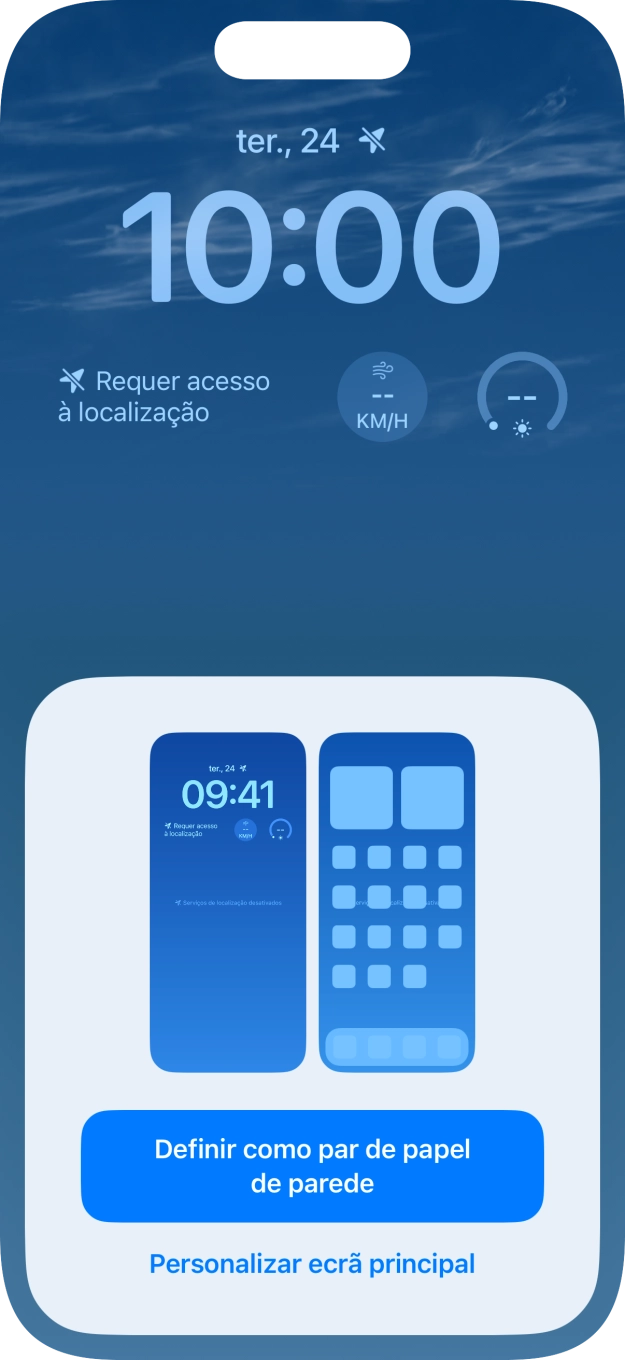 Se pretender utilizar o mesmo esquema de cores para o ecrã principal, prima Definir como par de papel de parede.