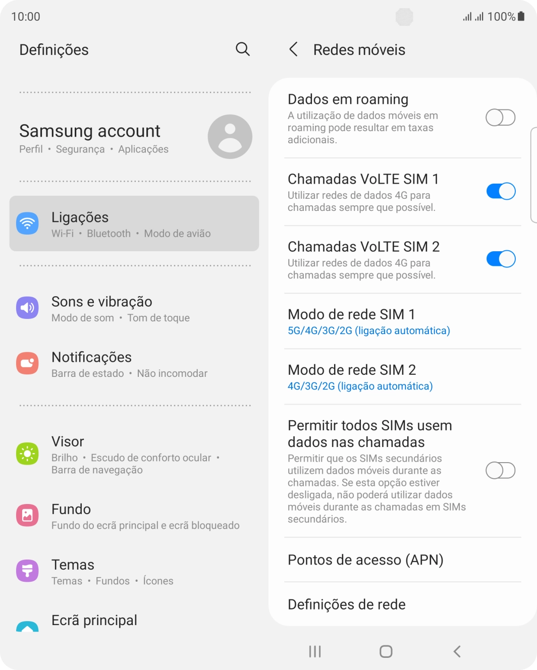 Prima Modo de rede  ‹SIM›.