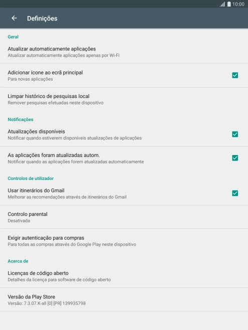 Prima Atualizar automaticamente aplicações.