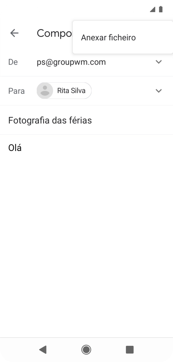 Prima Anexar ficheiro e vá até à pasta pretendida.