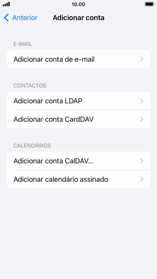 Prima Adicionar conta de e-mail.