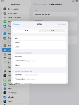 Kattints a Felhasználónév mezőre, és írd be az e-mail-fiókodhoz tartozó felhasználónevet.