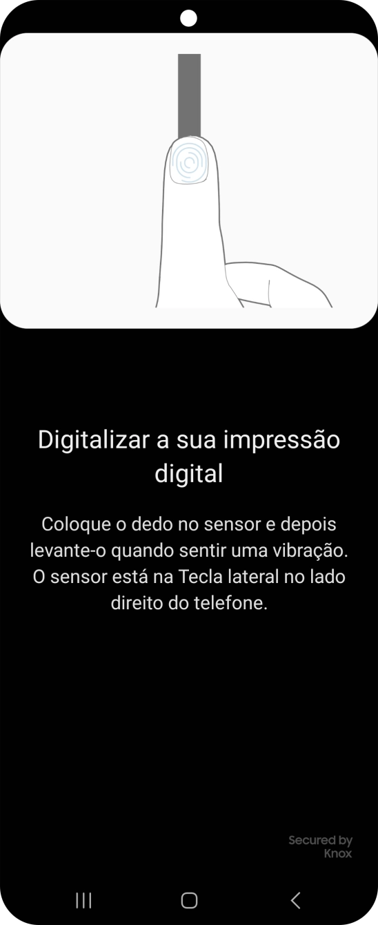 Siga as indicações no ecrã para definir a impressão digital como código de bloqueio.