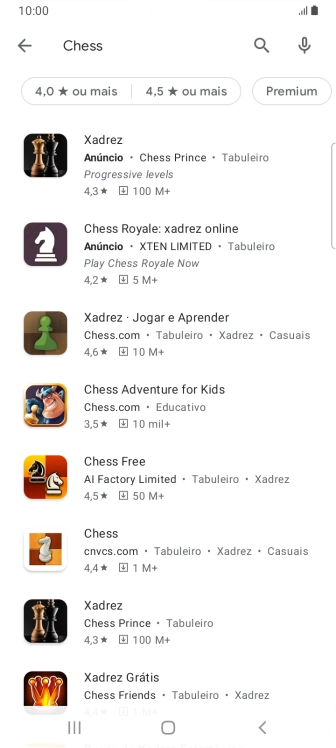 Prima a app pretendida.