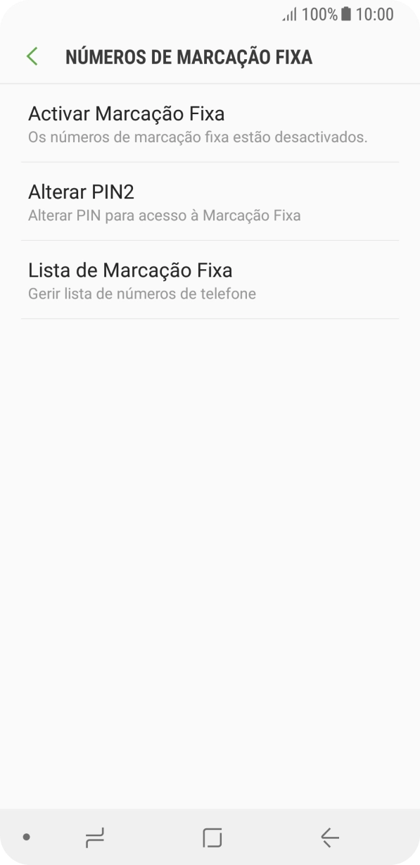 Prima Activar Marcação Fixa para ativar a marcação permitida.