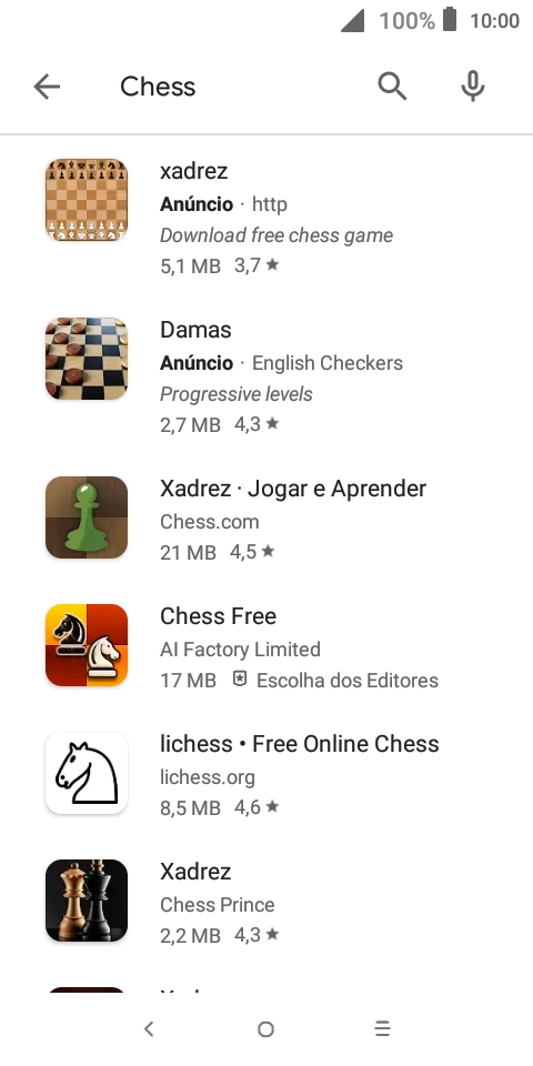 Prima a app pretendida.