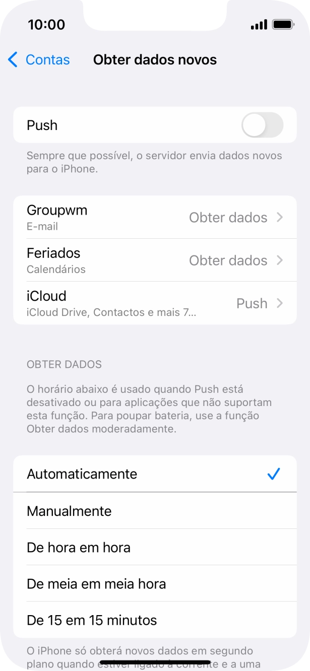 Se desativar a função, prima a definição pretendida.