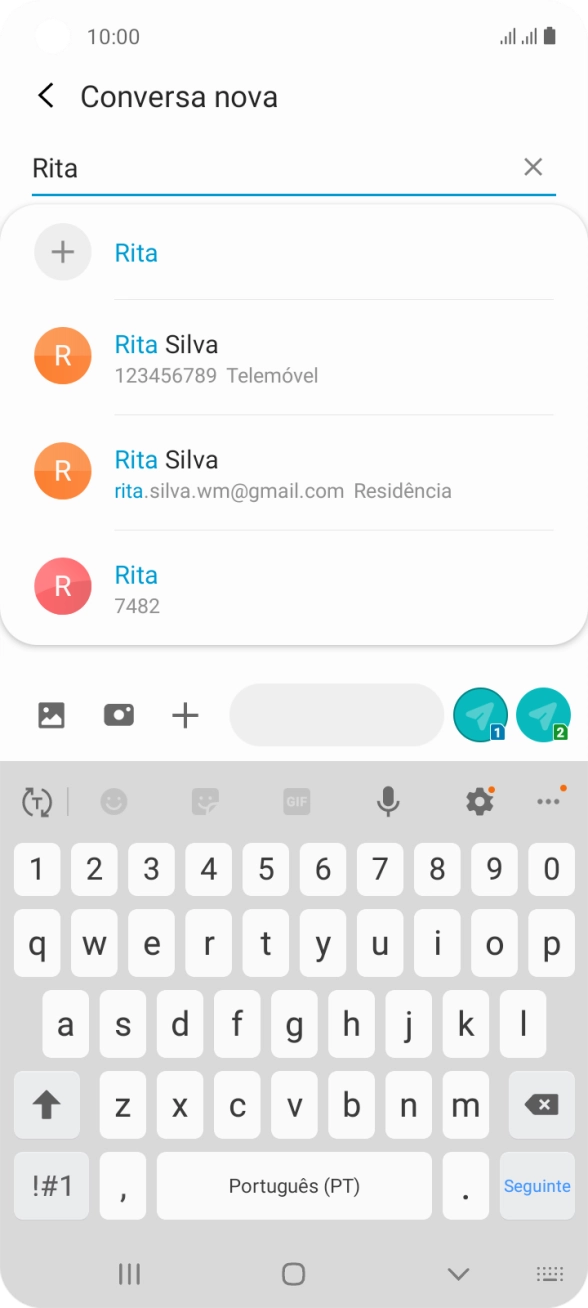 Prima o contacto pretendido.