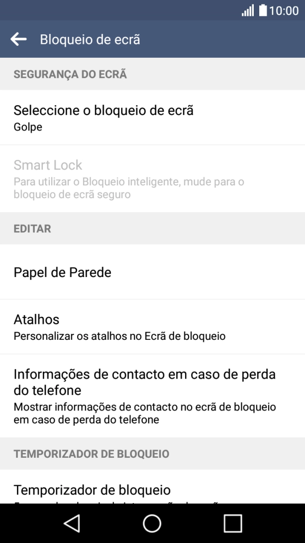 Prima Seleccione o bloqueio de ecrã.